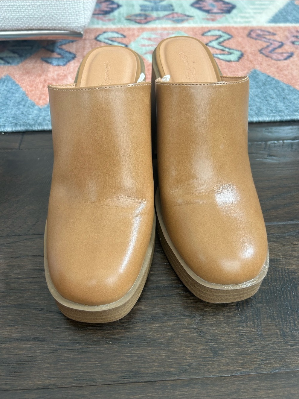 Universal Thread Tan Platform Leather Mules Size 8.5